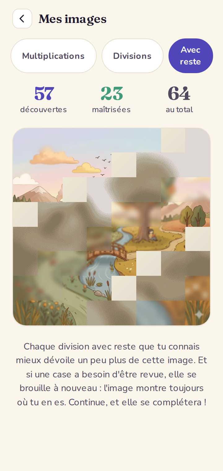 Une troisième image mystère, dédiée à la division avec reste.