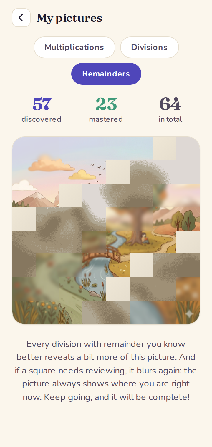 A third mystery picture, dedicated to division with remainders.