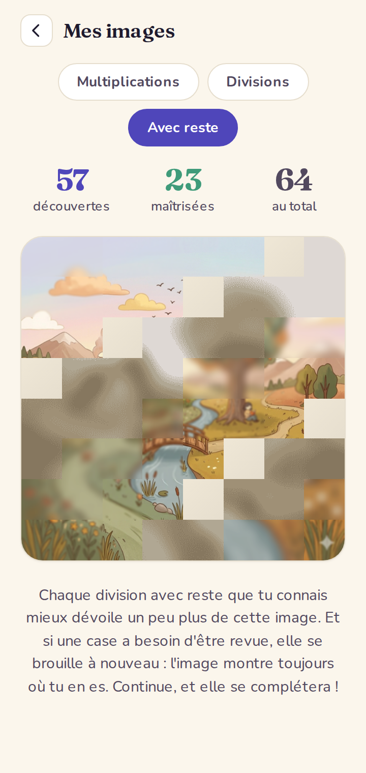Une troisième image mystère, dédiée à la division avec reste.