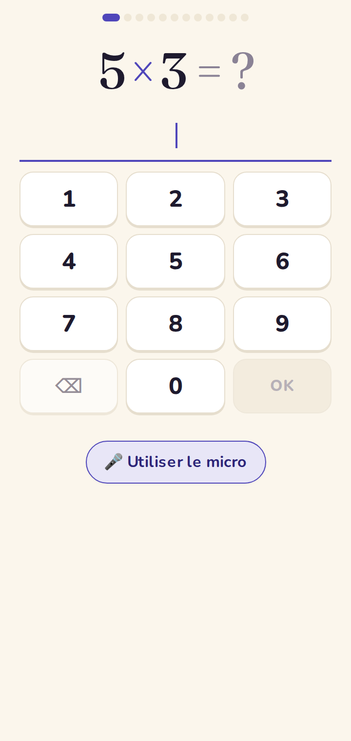 Question standard et pavé numérique.