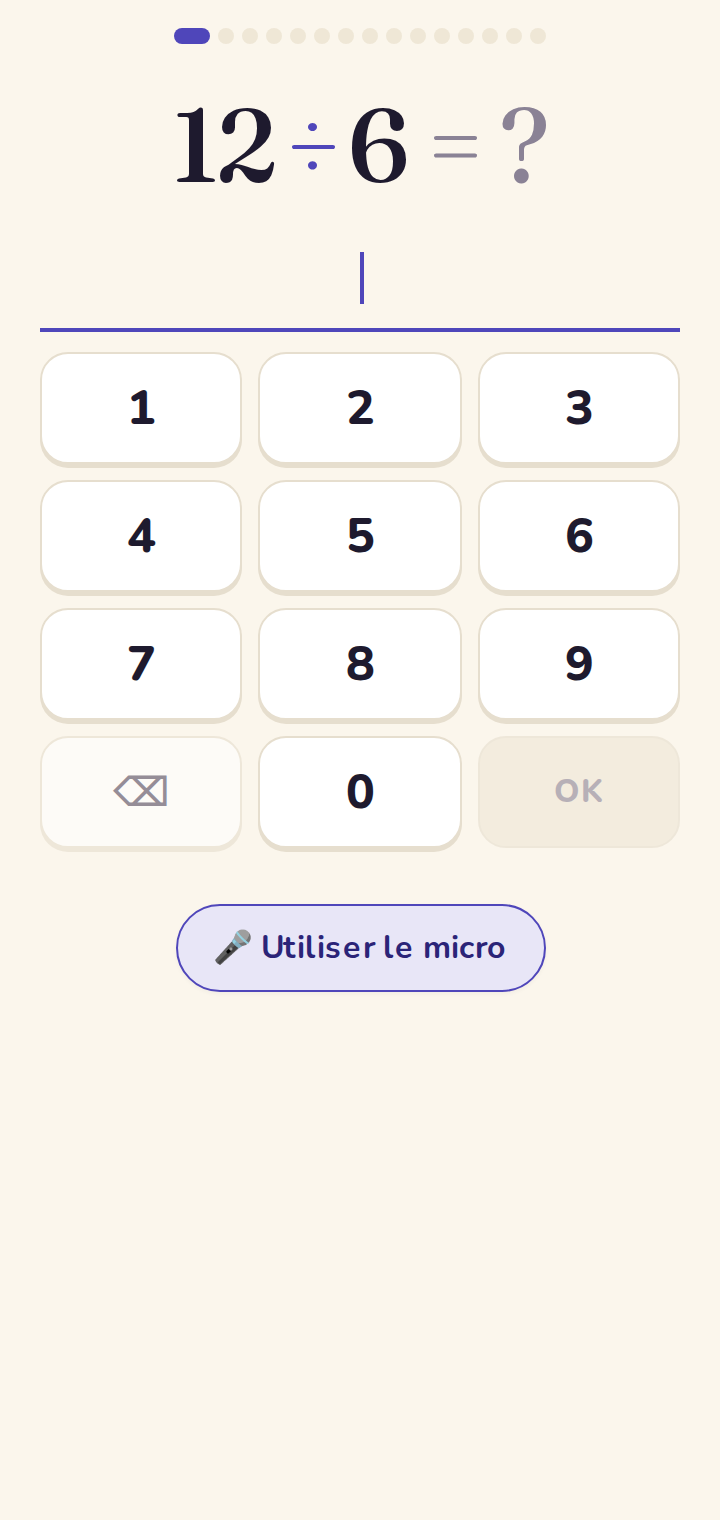 Question de division au pavé numérique.